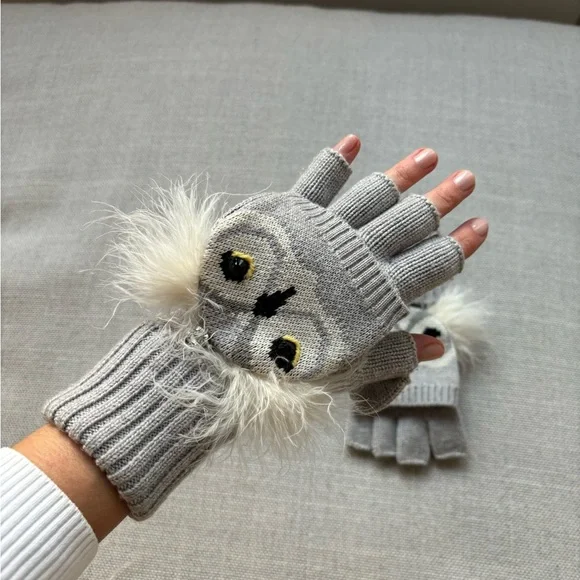 Fingerless-Mitten Kate Spade Owl Winter Gloves